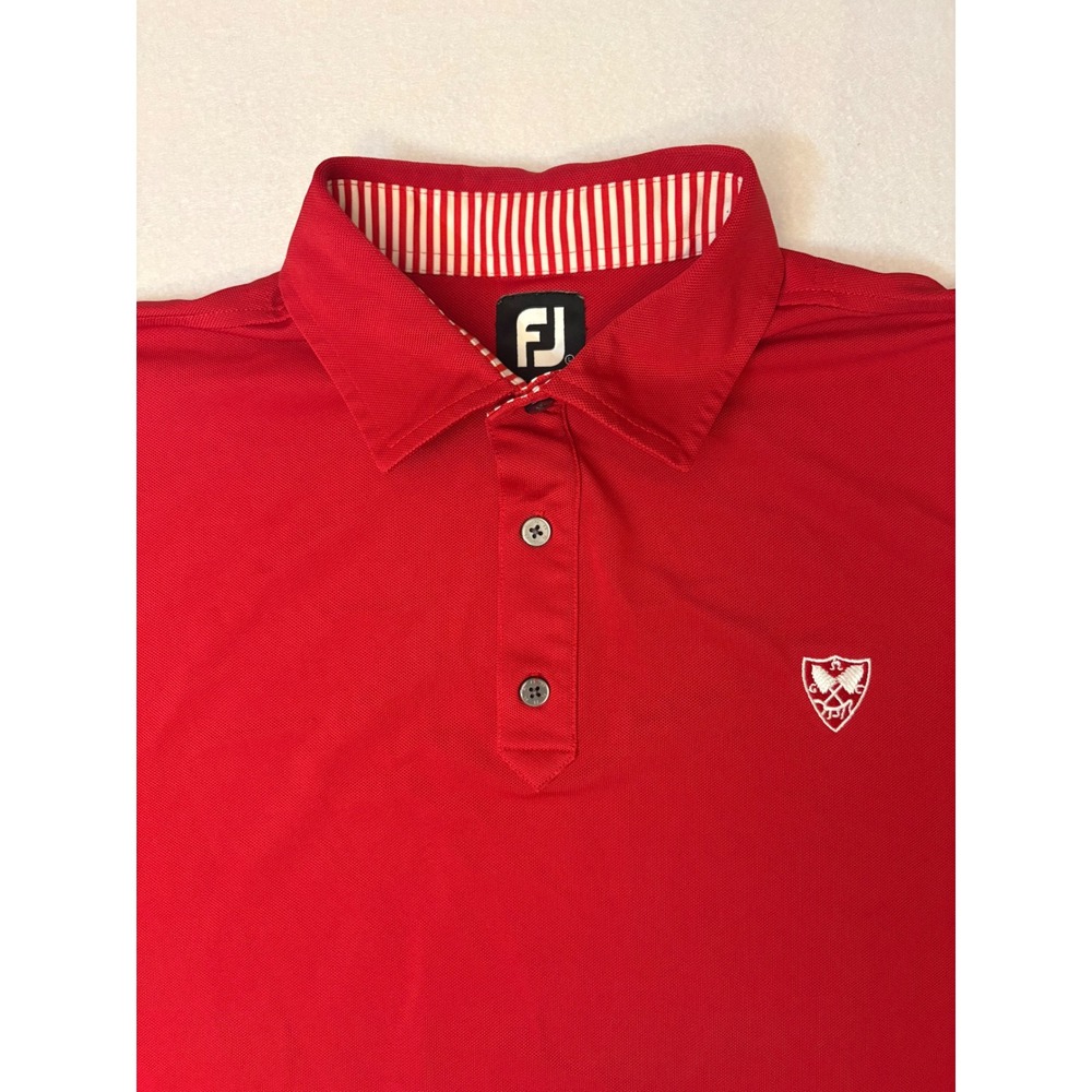 FootJoy Mens Red Performance Pique Golf Polo Shirt Crest Logo Large